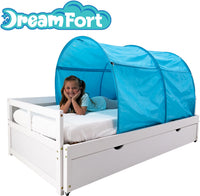 Original DreamFort - Pop Up Portable Twin Bed Canopy - Glow in The Dark Stars (Sleepy Sky Blue)