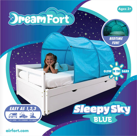 Original DreamFort - Pop Up Portable Twin Bed Canopy - Glow in The Dark Stars (Sleepy Sky Blue)