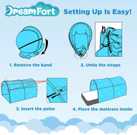 Original DreamFort - Pop Up Portable Twin Bed Canopy - Glow in The Dark Stars (Sleepy Sky Blue)