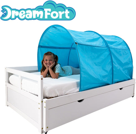Original DreamFort - Pop Up Portable Twin Bed Canopy - Glow in The Dark Stars (Sleepy Sky Blue)