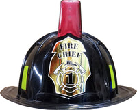 Jr. Firefighter Helmet, Black, with Siren & Light, Adj Youth Size