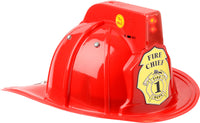 Jr. Firefighter Helmet, Red, w/Siren & Light, Adj Youth Size