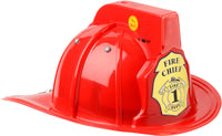 Jr. Firefighter Helmet, Red, w/Siren & Light, Adj Youth Size