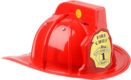 Jr. Firefighter Helmet, Red, w/Siren & Light, Adj Youth Size