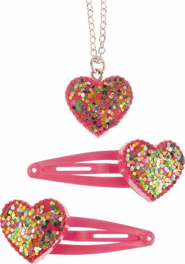 Sparkle My Heart Snap Clips And Necklace