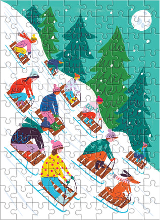 Winter Sledding 130pc Puzzle Ornament