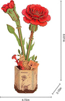 Modern Wooden Puzzle: Red Carnation