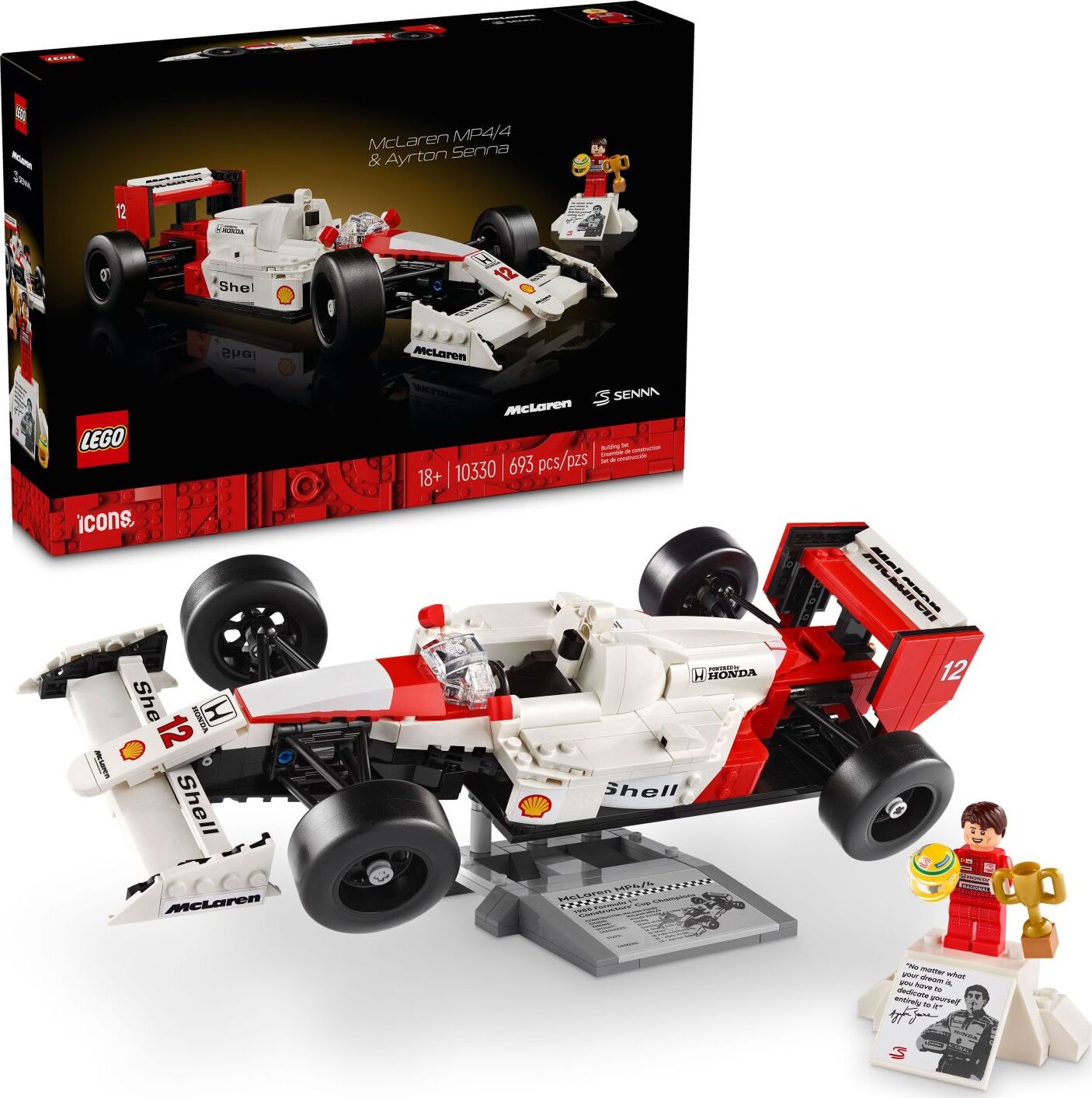 LEGO® Icons: McLaren MP4/4 & Ayrton Senna| Toyrifix
