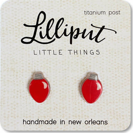 Christmas Light Bulb Earrings - Red