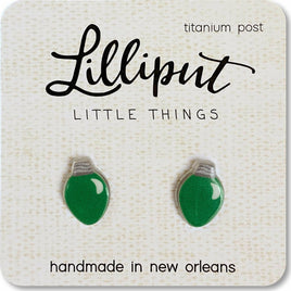 Christmas Light Bulb Earrings - Green