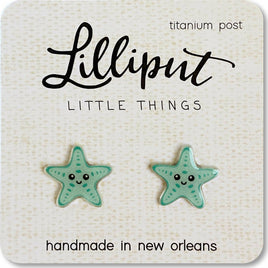 Starfish Earrings - seafoam green