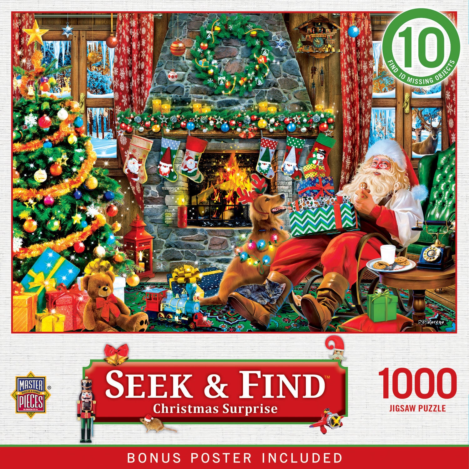Galison Christmas Surprise 1000 Piece Foil Puzzle - Holiday Jigsaw With Hidden Image