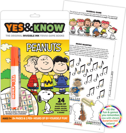 The Original Yes and Know Invisible Ink Trivia Game Books: Peanuts