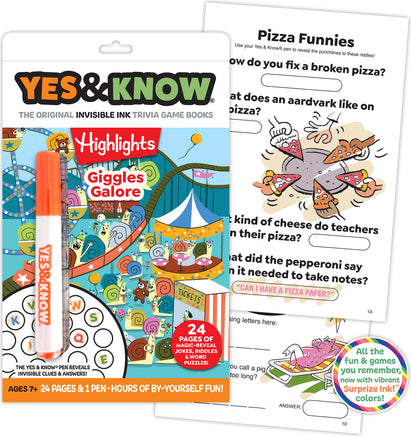 The Original Yes and Know Invisible Ink Trivia Game Books: Highlights Giggles Galore