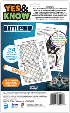 The Original Yes and Know Invisible Ink Trivia Game Books: Battleship